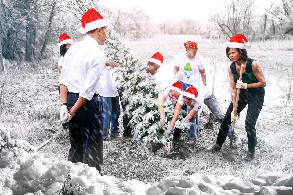 Fröhliche Weihnachten! Irgendwo muss der Weihnachtsbaum der Obamas ja herkommen. (Bild-Copyright: thephotoshopkid/Reddit)