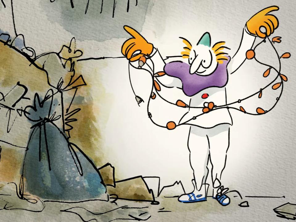 A still from Quentin Blake’s Clown, Channel 4’s new hand-drawn animated specialChannel 4