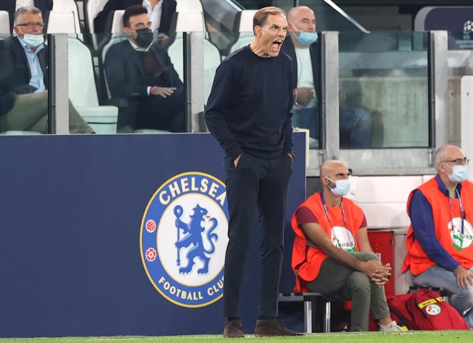 Chelsea manager Thomas Tuchel instructs his players during the UEFA Champions League, Group H match at Allianz Stadium, Turin (PA)