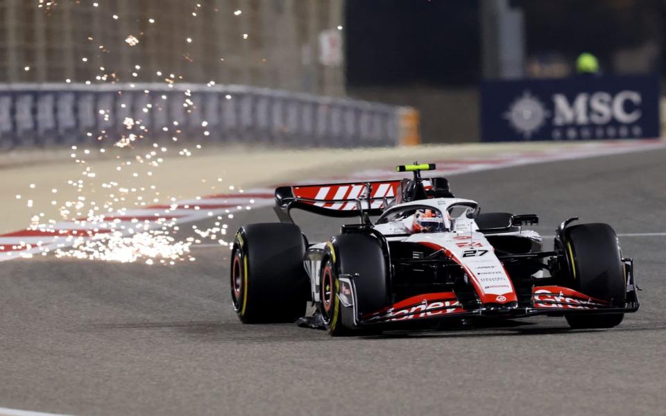 Haas F1 Team's German driver Nico Hulkenberg drives during the second practice session of the Bahrain Formula One Grand Prix at the Bahrain International Circuit in Sakhir on March 3, 2023 - Getty Images/Giuseppe Cacace
