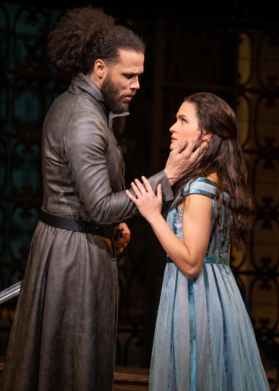 Jordan Donica, left, plays Lancelot Du Lac in the latest Broadway revival of Lerner and Loewe's "Camelot."