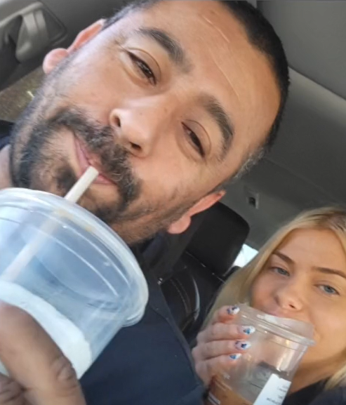 Raul Torres and Becca Moore. Moore, 23, was in California when someone stole her keys, credit card and phone. An Uber driver helped her and she raised over $230,000 for his family.