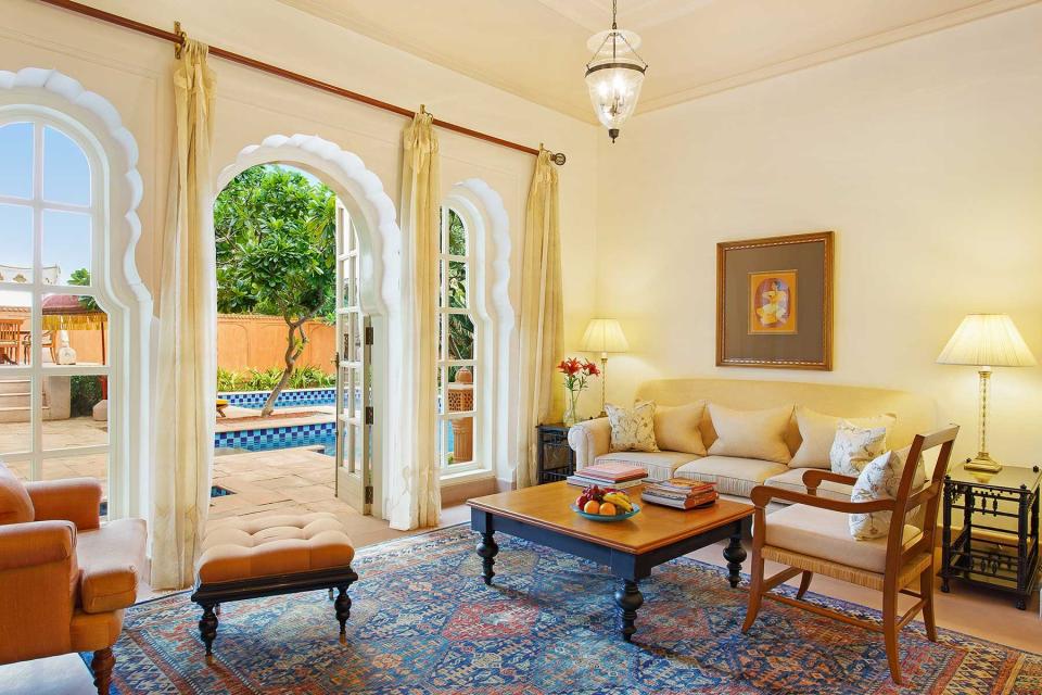 Living room at The Oberoi Rajvilas