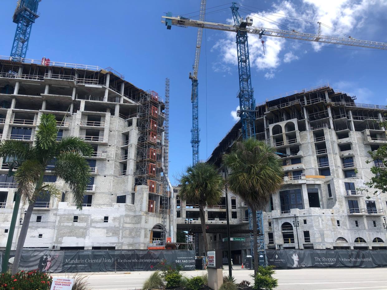 The Mandarin Oriental hotel and residences, under construction in downtown Boca Raton.