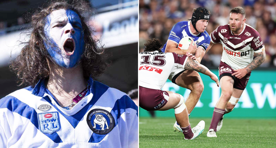 Die-hard supporter 'Bravedog' will be cheering his beloved Canterbury side on against Manly. Pic: Supplied/Getty