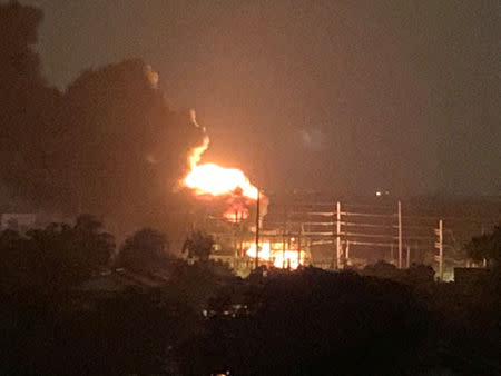 Smoke rises as a fire breaks out at an electrical substation in Fort Lauderdale, Florida, U.S., March 26, 2019 in this photo taken from social media. MIKE RUCH via REUTERS