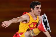 <p>Spain’s Javier Fernandez performs during the figure skating gala event during the Pyeongchang 2018 Winter Olympic Games at the Gangneung Oval in Gangneung on February 25, 2018. / AFP PHOTO / Mladen ANTONOV (Photo credit should read MLADEN ANTONOV/AFP/Getty Images) </p>