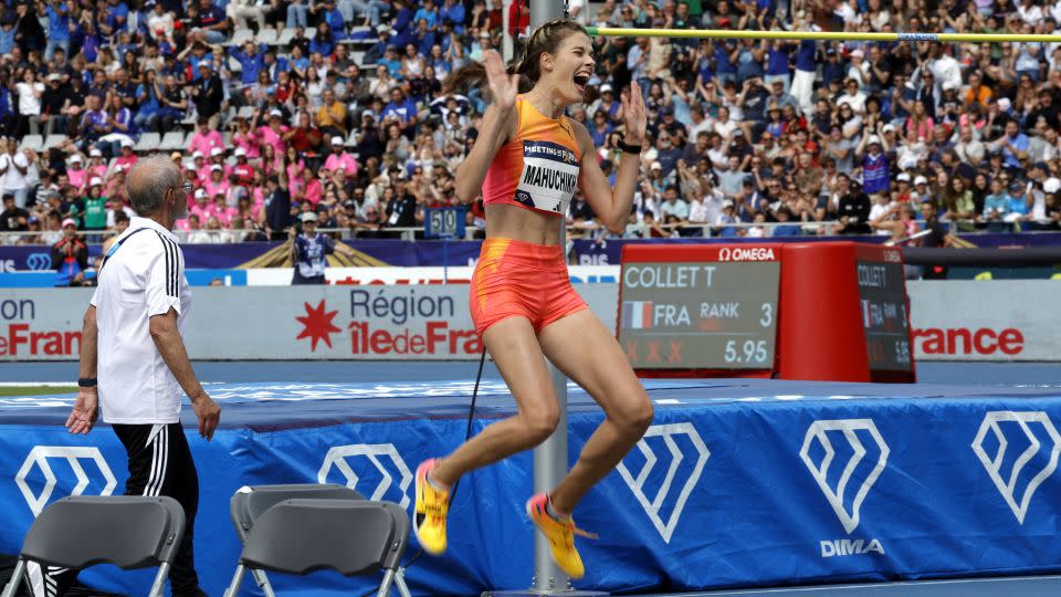 Ukraine's Yaroslava Mahuchikh broke the world record in the women's high jump. - Geoffroy Van der Hasselt/AFP/Getty Images