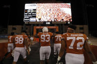 Texas Longhorns players walk off the field after the game with the LSU Tigers Saturday Sept. 7, 2019 at Darrell K Royal-Texas Memorial Stadium in Austin, Tx. LSU won 45-38. ( Photo by Edward A. Ornelas )