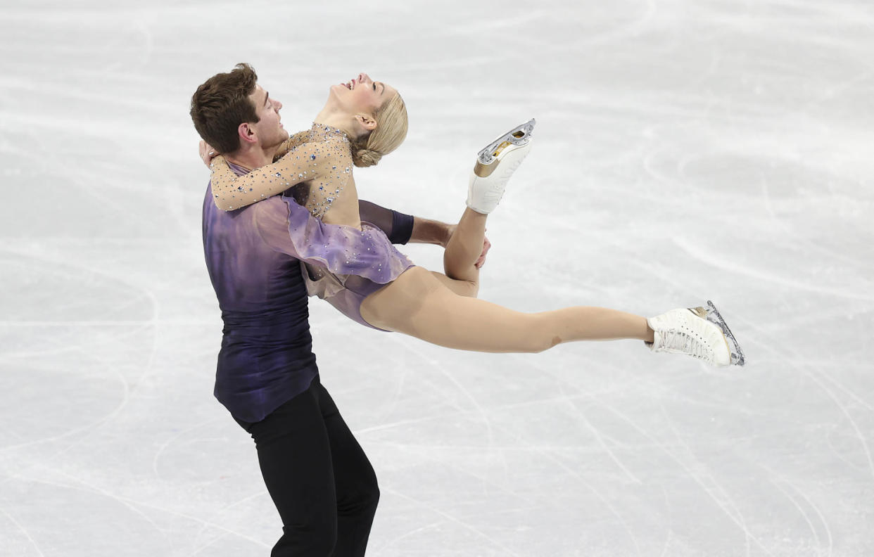 Alexa Knierim and Brandon Frazier  at 2022 Winter Olympics in Beijing. (Jean Catuffe / Getty Images)