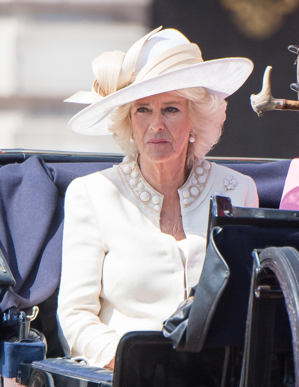 For the 2017 event, Camilla Parker-Bowles wore a cream dress coat by Anna Valentine. (Getty Images)