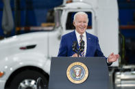 President Joe Biden speaks at Dakota County Technical College, in Rosemount, Minn., Tuesday, Nov. 30, 2021. (AP Photo/Carolyn Kaster)