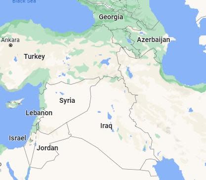 Map shows Syria and neighboring nations / Credit: Google Maps