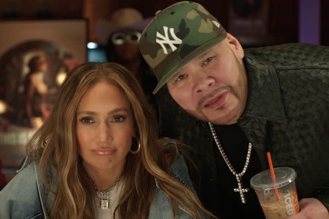 <p>Dunkin'</p> J.Lo and Fat Joe in Dunkin's Super Bowl Commercial 2024