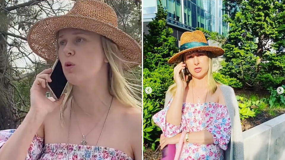 Pictured is white socialite Svitlana Flom in a New York City park, calling police on Janae Garcia, a black woman, multiple times.