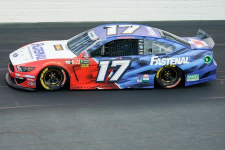 May 23, 2019; Concord, NC, USA; Monster Energy NASCAR Cup Series driver Ricky Stenhouse Jr. (17) during qualifying for the Coca-Cola 600 at Charlotte Motor Speedway. Mandatory Credit: Jim Dedmon-USA TODAY Sports