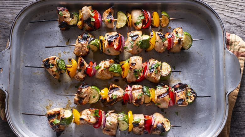 Meat and veggie kebabs