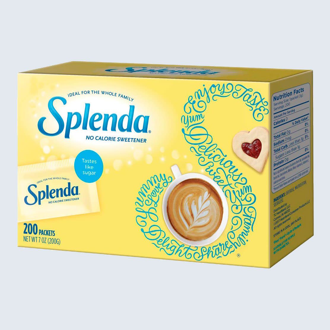 <a href="https://go.skimresources.com?id=131817X1594237&xs=1&url=https%3A%2F%2Fwww.amazon.com%2FSplenda-Calorie-Sweetener-Count-Packets%2Fdp%2FB005IHUYVA%2Fref%3Dsr_1_2_sspa%3Fdchild%3D1%26keywords%3Dsplenda%26qid%3D1597777077%26sr%3D8-2-spons%26psc%3D1%26spLa%3DZW5jcnlwdGVkUXVhbGlmaWVyPUFFOUFMOExBOTg4WkUmZW5jcnlwdGVkSWQ9QTA2MDA3NzgzRlNCMEhRU0kwRFM1JmVuY3J5cHRlZEFkSWQ9QTAzMTU0OTEyRlIxQzNUTlc5SUwyJndpZGdldE5hbWU9c3BfYXRmJmFjdGlvbj1jbGlja1JlZGlyZWN0JmRvTm90TG9nQ2xpY2s9dHJ1ZQ%3D%3D" rel="noopener" target="_blank" data-ylk="slk:Splenda;elm:context_link;itc:0;sec:content-canvas" class="link rapid-noclick-resp">Splenda</a><span class="site_url"><a href="https://go.skimresources.com?id=131817X1594237&xs=1&url=https%3A%2F%2Fwww.amazon.com%2FSplenda-Calorie-Sweetener-Count-Packets%2Fdp%2FB005IHUYVA%2Fref%3Dsr_1_2_sspa%3Fdchild%3D1%26keywords%3Dsplenda%26qid%3D1597777077%26sr%3D8-2-spons%26psc%3D1%26spLa%3DZW5jcnlwdGVkUXVhbGlmaWVyPUFFOUFMOExBOTg4WkUmZW5jcnlwdGVkSWQ9QTA2MDA3NzgzRlNCMEhRU0kwRFM1JmVuY3J5cHRlZEFkSWQ9QTAzMTU0OTEyRlIxQzNUTlc5SUwyJndpZGdldE5hbWU9c3BfYXRmJmFjdGlvbj1jbGlja1JlZGlyZWN0JmRvTm90TG9nQ2xpY2s9dHJ1ZQ%3D%3D" rel="noopener" target="_blank" data-ylk="slk:amazon.com;elm:context_link;itc:0;sec:content-canvas" class="link rapid-noclick-resp">amazon.com</a></span><span class="product_price">$6.96</span>