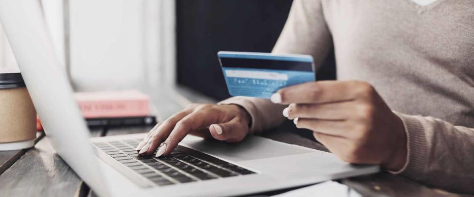 Online shopping using credit card.