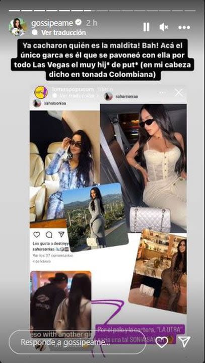 La cuenta de Instagram Gossipeame reveló la identidad de la amante de Peso Pluma