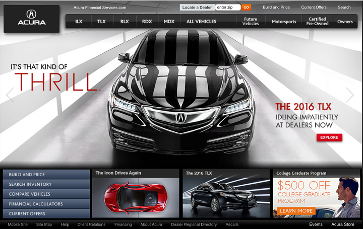 Acura Mobile Website Screenshot photo