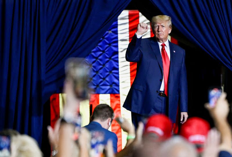 FILE PHOTO: Former U.S. President Trump holds a rally in Ohio