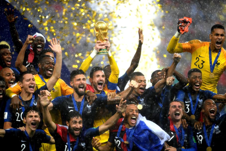 Not dropping this one: Hugo Lloris lifts the World Cup trophy after France beat Croatia 4-2. (Photo by Shaun Botterill/Getty Images)