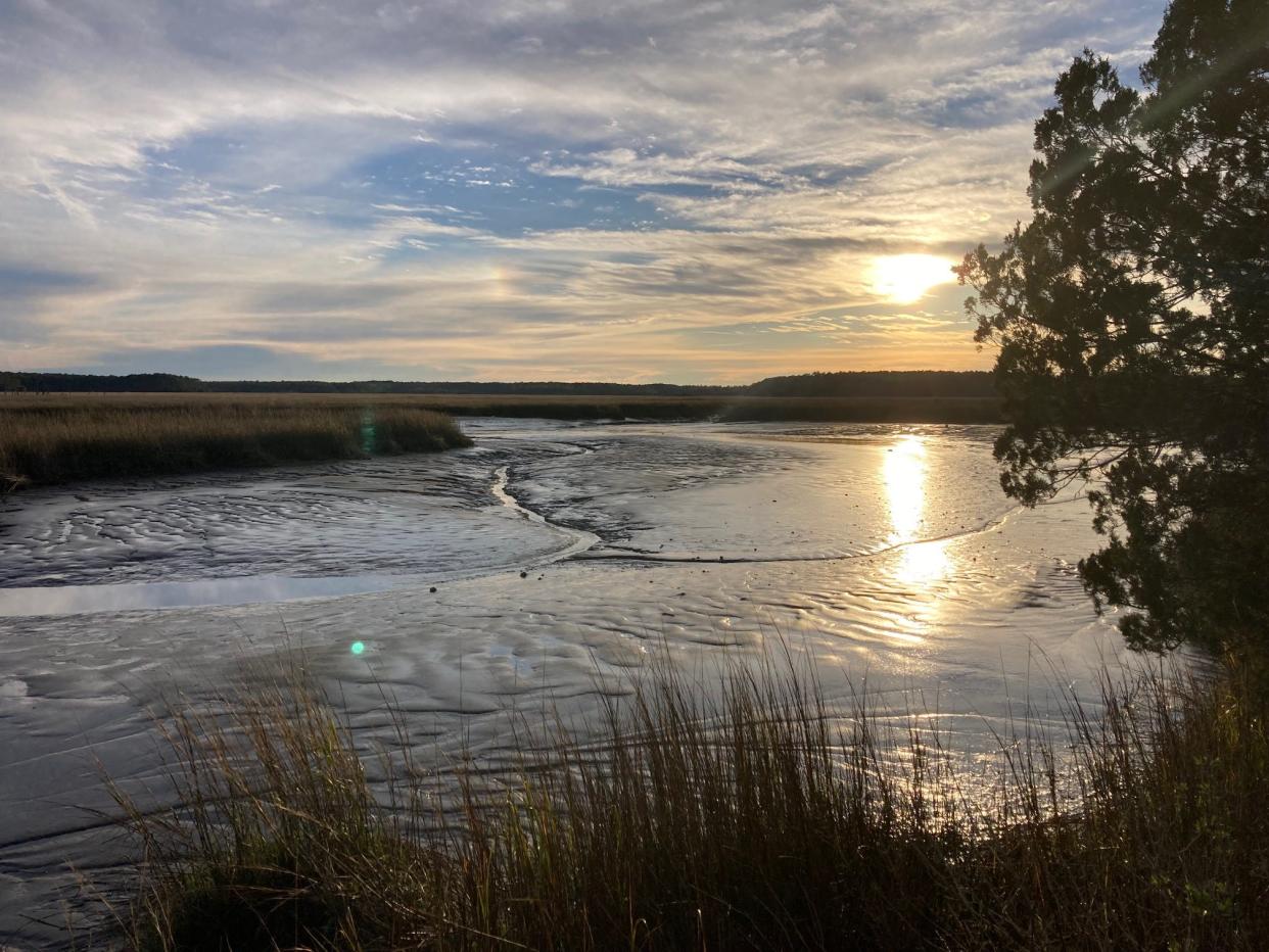 Sunset at low tide at Fort McAllister State Park