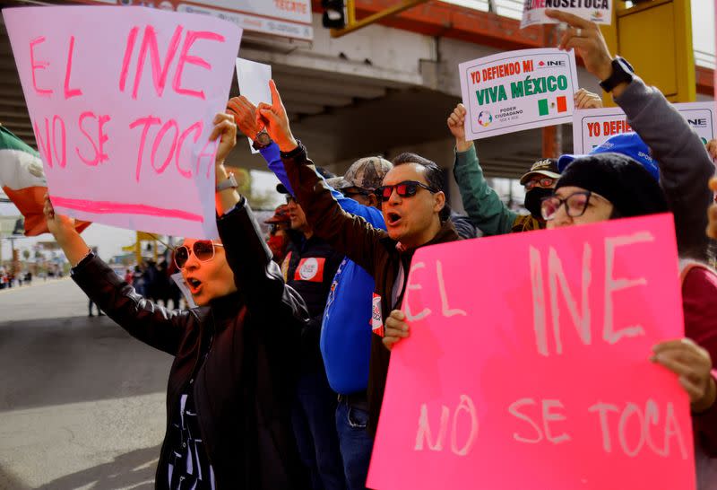 Protest against the electoral reform proposed by Mexican President Lopez Obrador and in support of INE, in Ciudad Juarez