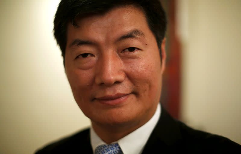 FILE PHOTO: Lobsang Sangay, PM of the Tibetan government-in-exile, poses for a picture after an interview with Reuters in New Delhi