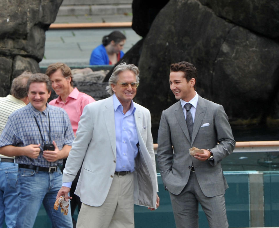 Spotted on set October 2009 Michael Douglas Shia LaBeouf