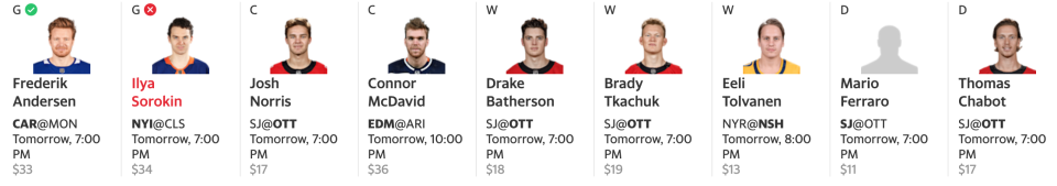 With Brady Tkachuk rejoining the team, the Ottawa Senators are a good team to stack. (Yahoo Fantasy)