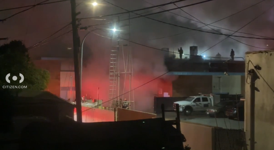 According to Los Angeles County Fire Department Public Information Officer Fred Fielding, crews responded to a second-alarm structure fire at Fire Station 164 in Huntington Park, CA on May 1, 2024. (Citizen App)
