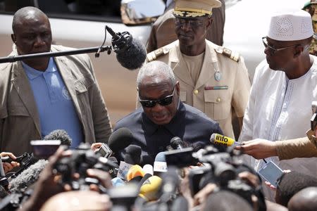 Mali's President Ibrahim Boubacar Keita speaks to journalists at the Radisson hotel in Bamako, Mali, November 21, 2015, following an attack by Islamist militants. REUTERS/Joe Penney