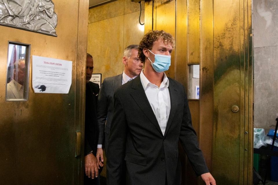 Daniel Penny leaves Manhattan Criminal Court on 12 May (AP)