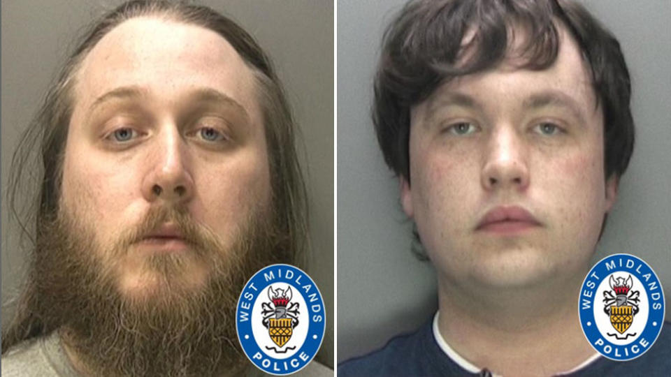 Nathan Maynard-Ellis (left) and his partner David Leesley were arrested following the run-in with police on the street. Source: West Midlands Police