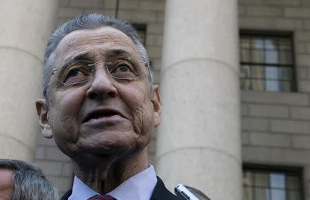 Former New York State Assembly Speaker Sheldon Silver makes a comment to the media as he departs an arraignment hearing at the U.S. Federal Courthouse in the Manhattan borough of New York, April 28, 2015. REUTERS/Mike Segar REUTERS/Mike Segar