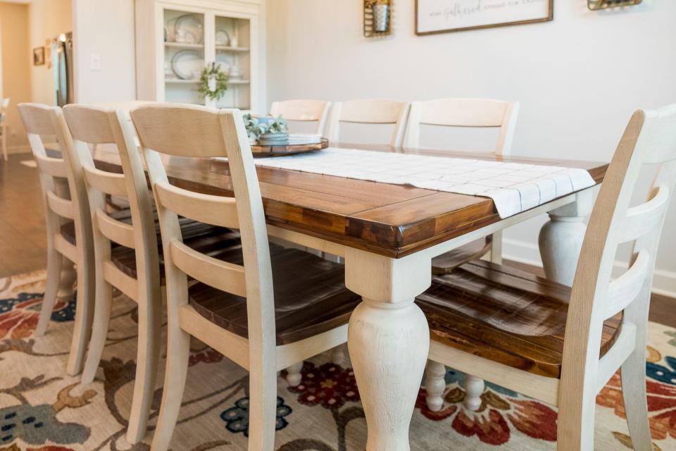 The dining area has plenty of space to comfortably accommodate friends and family.