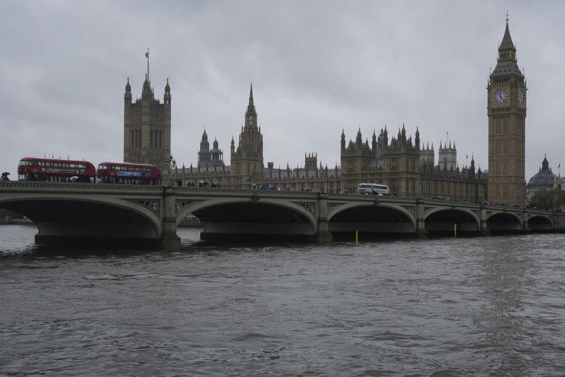 A general view of the Houses of Parliament from across the River Thames.