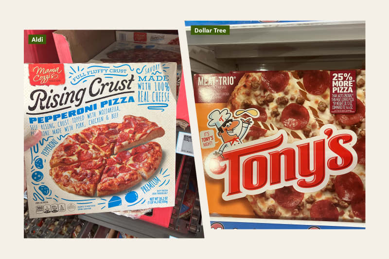 Aldi vs Dollar Tree: Frozen Pepperoni Pizza