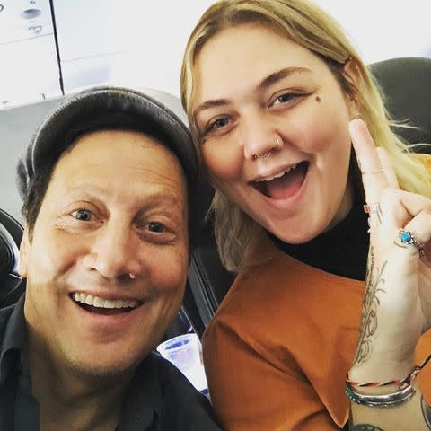 <p>Rob Schneider Instagram</p> Rob Schneider and Elle King in a post from February 2020.