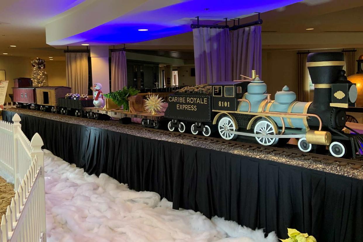 The chocolate holiday train created by Cain last year for the lobby of the Caribe Royale. (Photo: Caribe Royale)