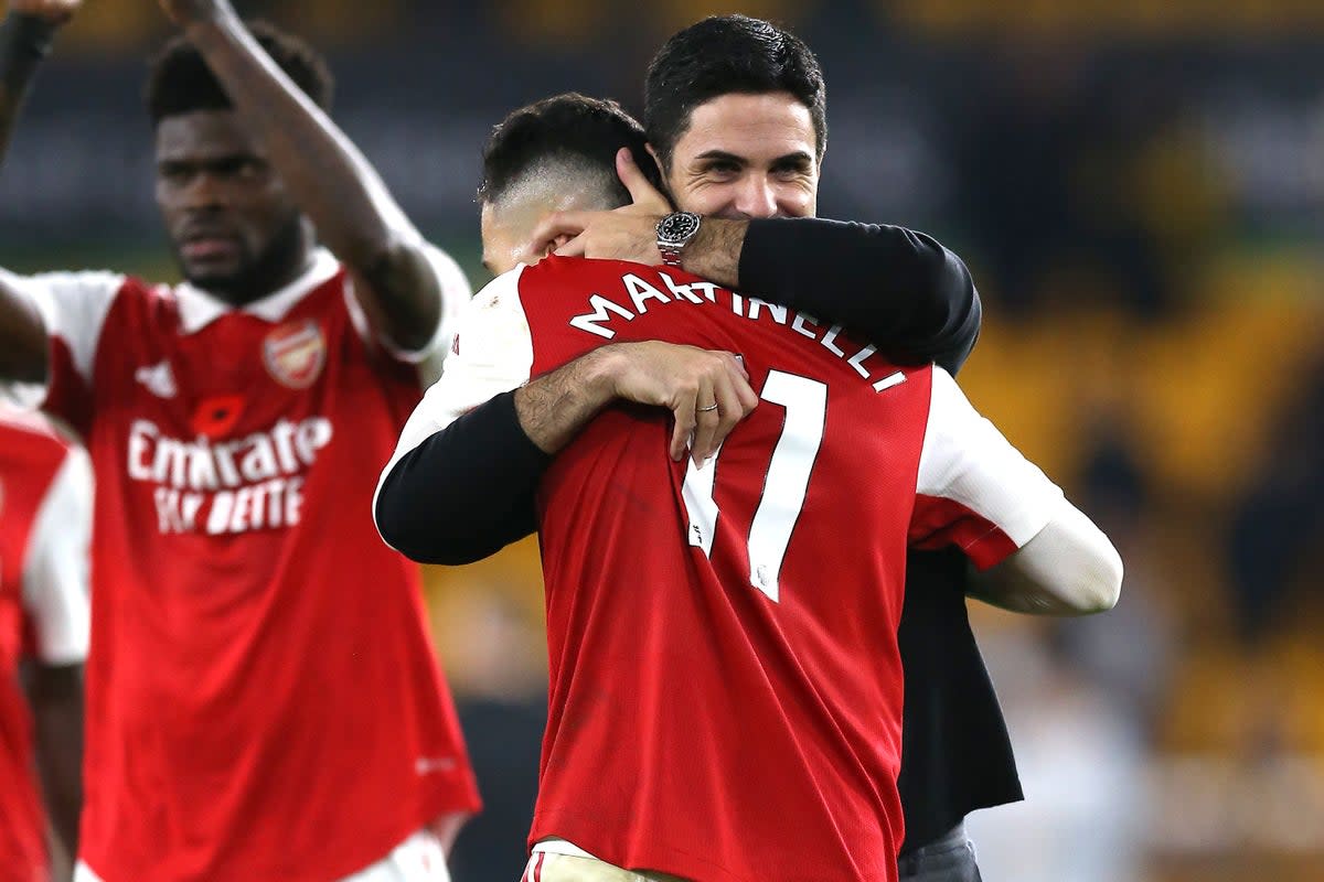 Arsenal manager Mikel Arteta (right) will see his side top the table at Christmas as the Premier League takes a break during the World Cup (Nigel French/PA) (PA Wire)