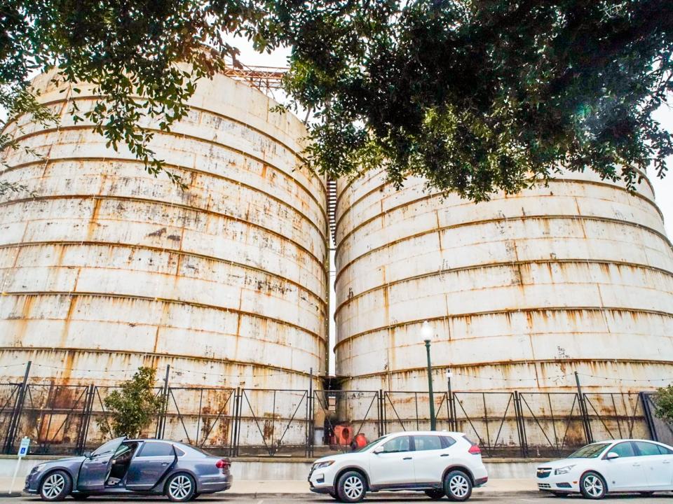 A view of the back of the Silos.