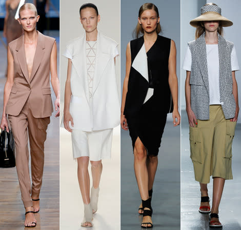 Spring 2014 runways, from left: Jason Wu, Victoria Beckham, Helmut Lang, Suno