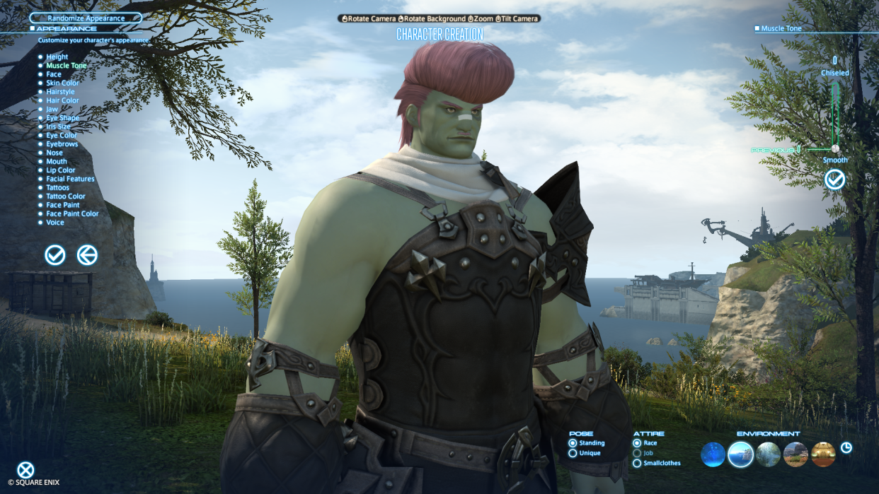  My custom character in the FFXIV: Dawntrail benchmark, Elvis VonWanglethorpe. 