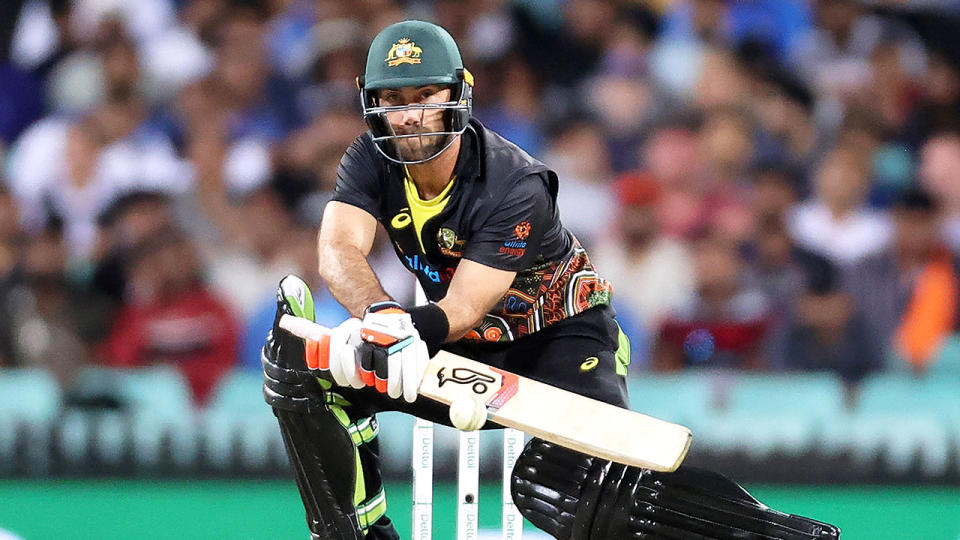 Glenn Maxwell is seen here playing for Australia against India in the T20 series.