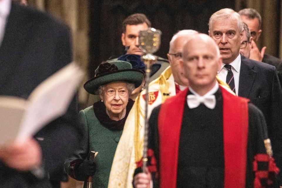 The Queen at the memorial service (POOL/AFP via Getty Images)