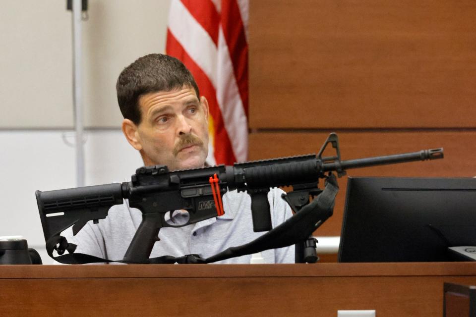 Michael Morrison, the former owner of Sunrise Tactical Supply describes the gun he sold to Nikolas Cruz. Nikolas Cruz is being tried in the penalty phase of his trial at the Broward County Courthouse in Fort Lauderdale on Wednesday, July 26, 2022. Cruz previously plead guilty to all 17 counts of premeditated murder and 17 counts of attempted murder in the 2018 shootings.
