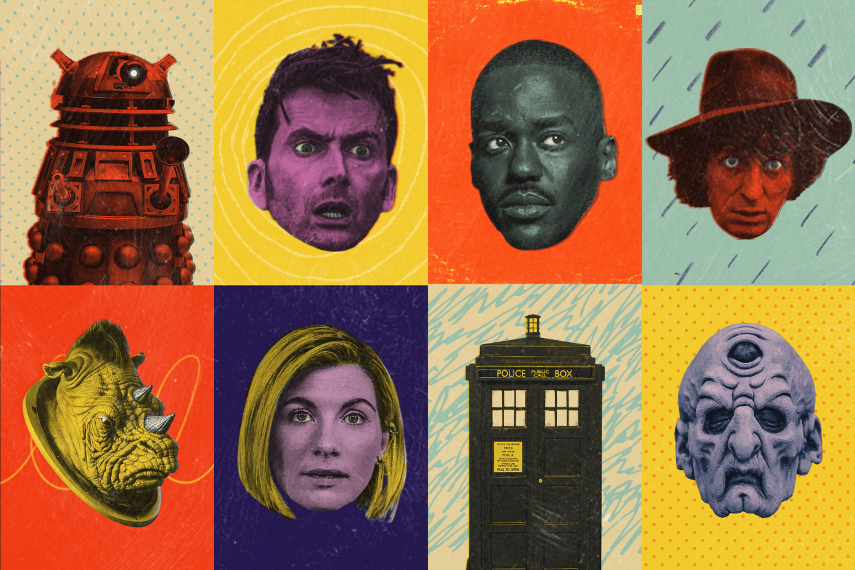 Doctor Who at 60: A bluffer's guide. (Photo Illustration: Yahoo News; photos: Getty Images)